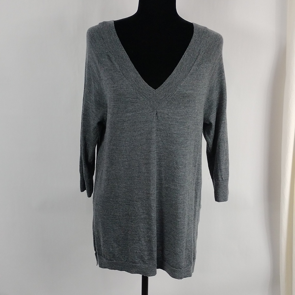 Anthropologie Moth Merino Wool Double V Neck Sweater